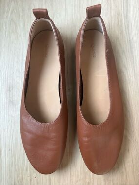 Quince Italian Leather Glove Ballet Flat Cognac Brown Sz 8